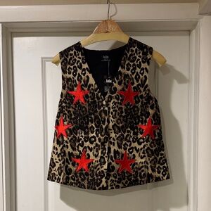 Dressed in LALA Leopard Print Vest with Red Stars